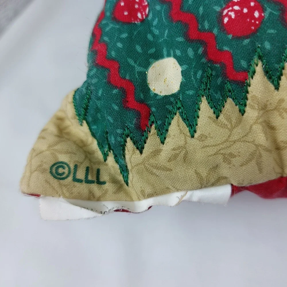 2 VTG Handmade Country Quilted‎ Christmas Accent Pillows 12